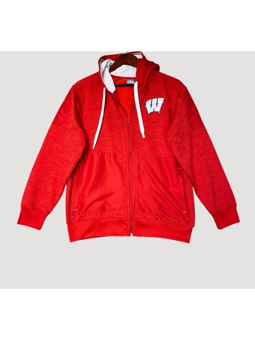 CSA Wisconsin Men's M Red Full Zip  Hoodie e1628